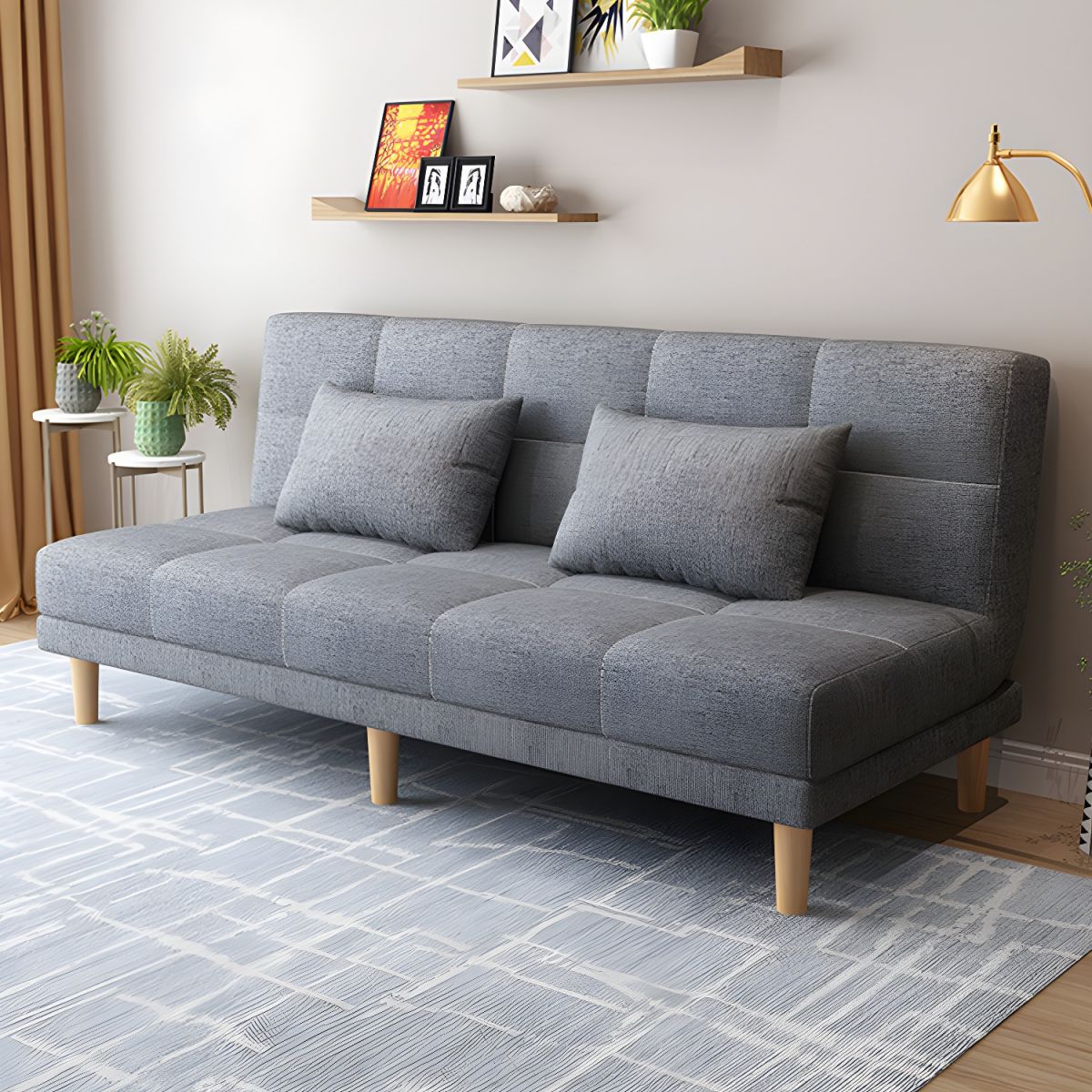 Contemporary Armless Standard Sofa Bed Dual Purpose Sofa for Living Room