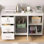 Horizontal Filing Cabinet/Vertical Filing Cabinet in Timber with Soft Close, Key Lock and Roller Wheels in a Casual Style, 2 Shelves/1 Shelf Included/Not Included