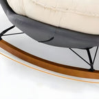 Modern Rocking Chair with Metal Frame and lint Upholstered, Solid Wood Legs and Armless Design