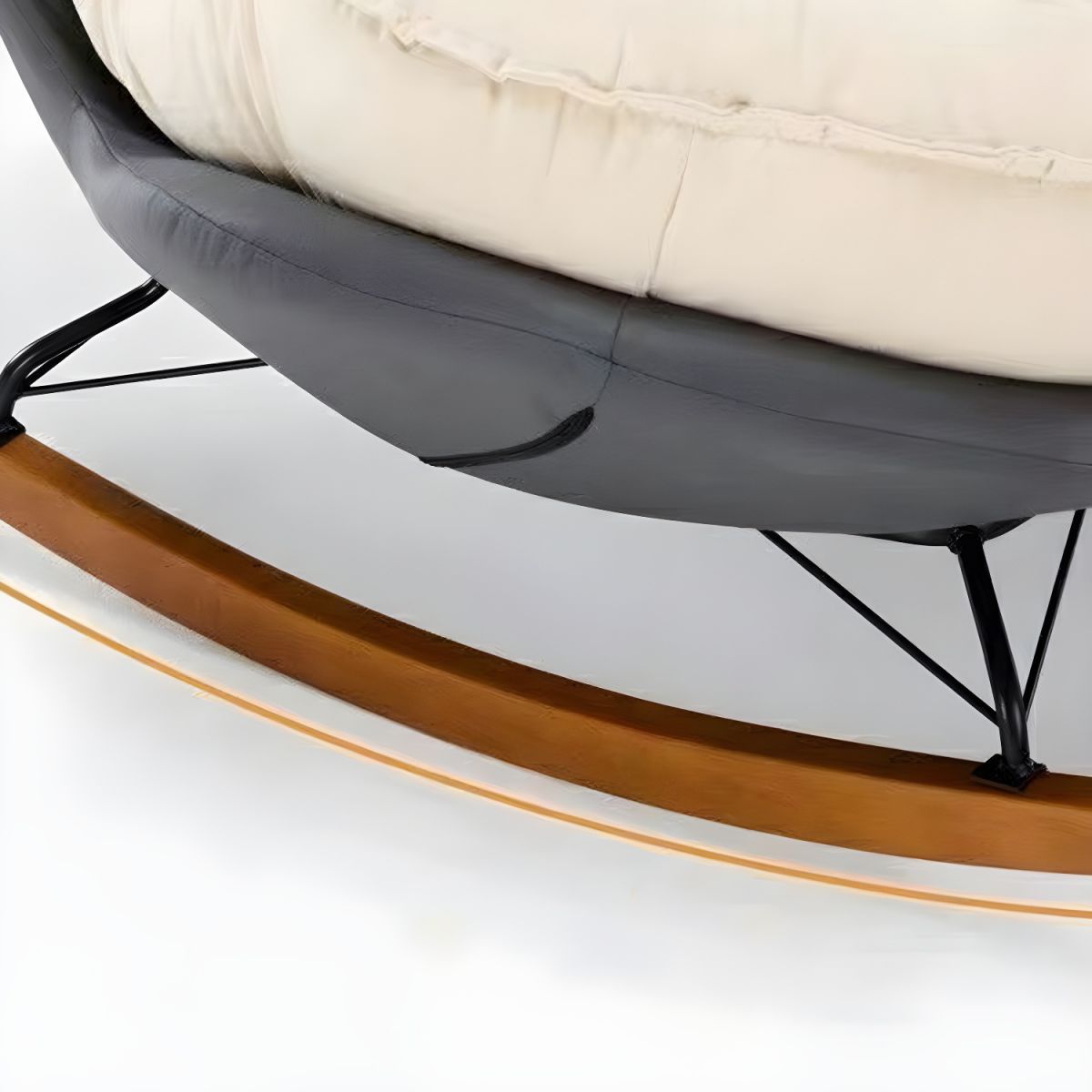 Modern Rocking Chair with Metal Frame and lint Upholstered, Solid Wood Legs and Armless Design
