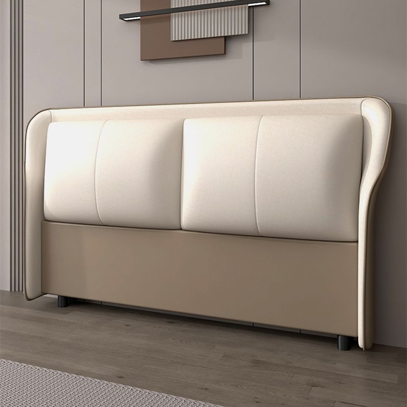 Trendy Panel Headboard in Natural Wood with No Distressing, Rectangle Shape for Full/Queen Bed, Featuring Sponge Upholstery and Standard Height