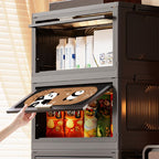 Modern Simple Style Rectangular Scratch-immune Accent Cabinet with Closet, Synthetic Countertop, Grip Bars, and Midnight Black Top
