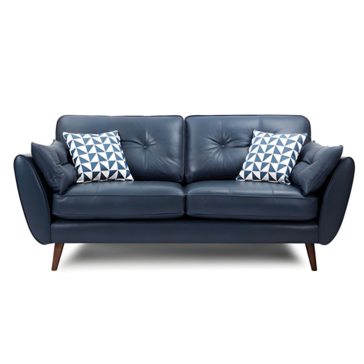 Wood Legs Modern Flared Arm Sofa Leather Standard Tufted Sofa