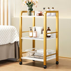 Side Protection Metal Bracket Utility Carts with Storage Space and Casters