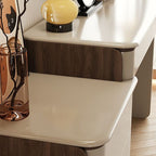Modish Large/Standard Vanity Set with Lumber Table Top, White Chair, and 5 Drawers