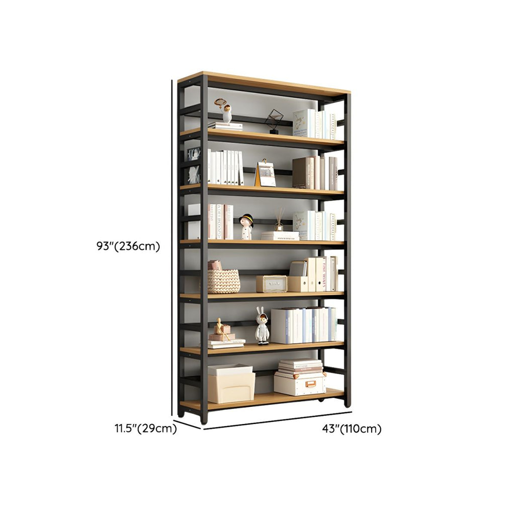 Modern Metal Display Stand with Wooden Shelves and Open Storage