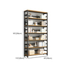 Modern Metal Display Stand with Wooden Shelves and Open Storage