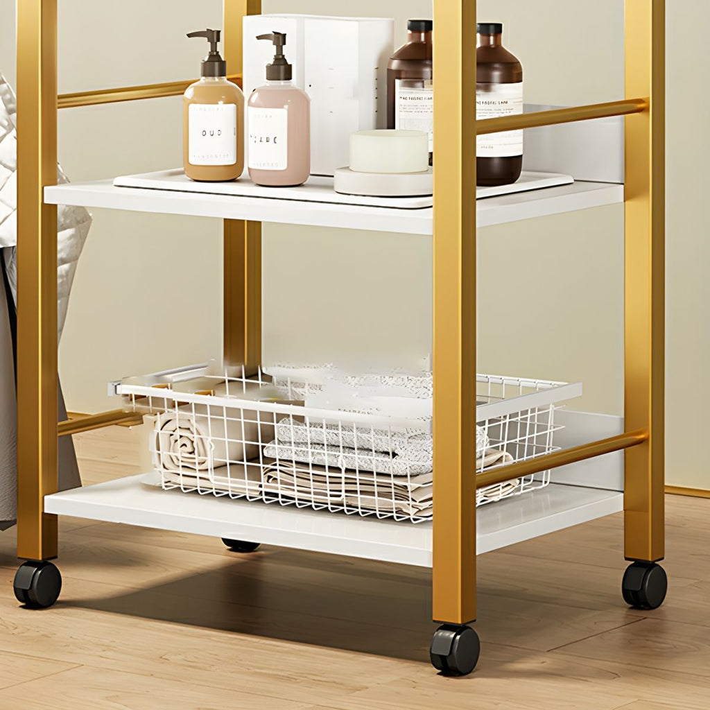 Metal Bracket Utility Carts Side Protection with Silent Casters and Storage Space