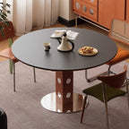 Silver Base Stone Dining Table with Anti-Fouling Sintered Stone Top, 4-person Seat/2-seater