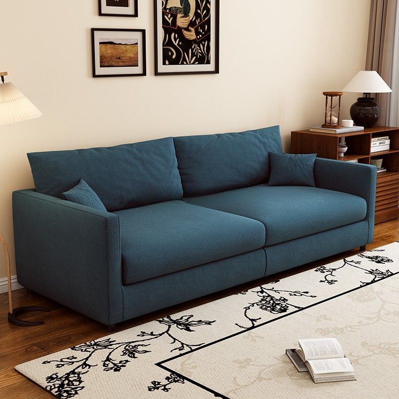 Drawing Room Standard Sofa in Light Gray/Dark Blue/Amber Color with Armrest