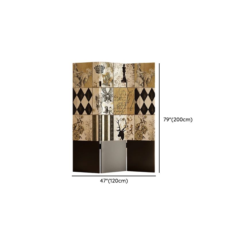 Multicolor Opaque Fold-up Screen Divider with Natural Wood Frame, 3/4 Panels, Double Sided Print, and Independent Design