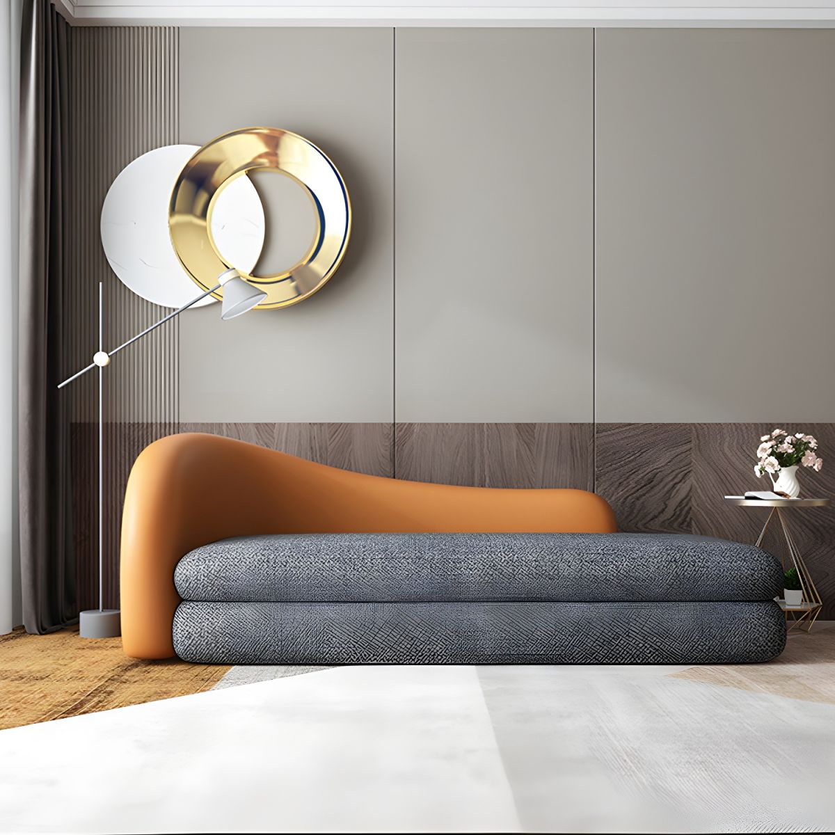 Ultra-Modern Tight Back Sofa 30.71"High Curved Tuxedo Arm Sofa for Apartment