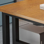 Cocoa/Wood Color/Chalk Rectangular Steel Table with Scratch Resistant Toboggan Base and Cable Management, Includes Front Splash