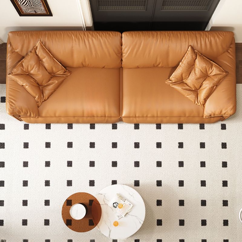 Modish Solid Color Water Resistant Standard Sofa/Single Sofa in Light Brown with 4-seater/5 Person/1 Person Capacity and 2 Pillows/1 Pillow