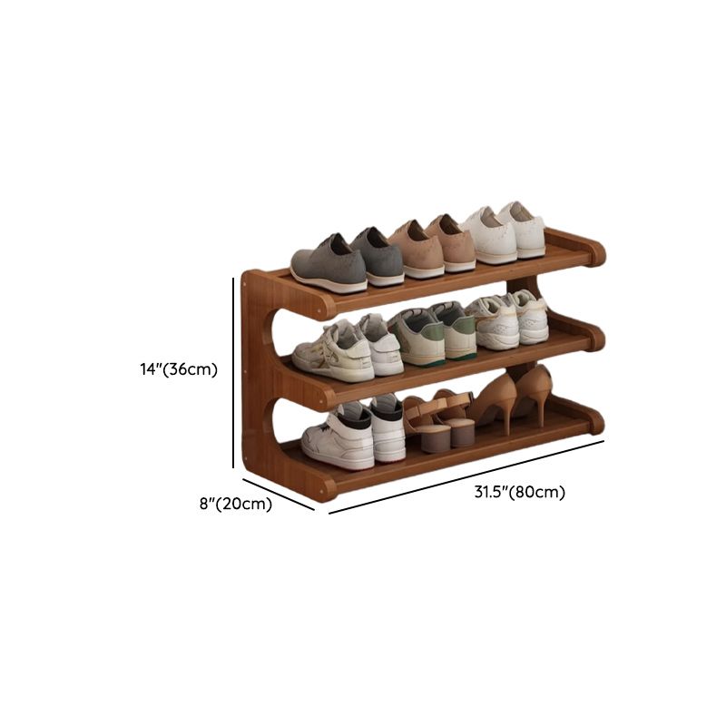 Art Deco Bambusa Rectangle Shoe Rack in Brown Finish with 5/4/3 Shelves for 11-30 Pairs in Drawing Room