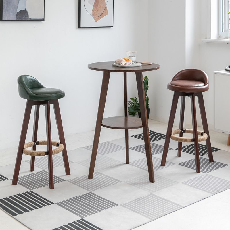 Modern Circular Composite Wood Pub Table with 3 Legs and Container in White/Wood Grain