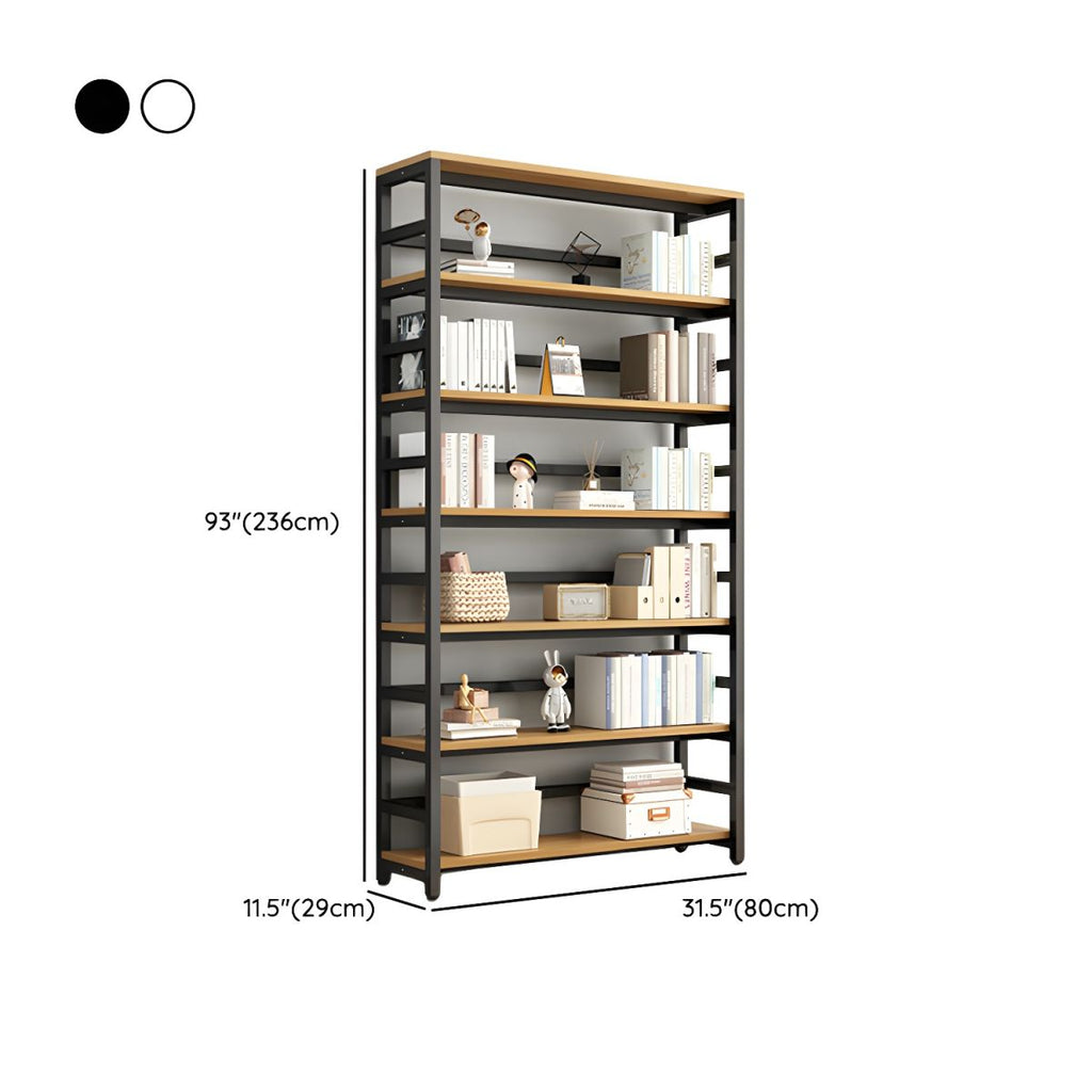 Modern Metal Display Stand with Wooden Shelves and Open Storage