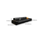 Extra Long Black Leather Sofa with Stain Resistant Feature and Two Pillows