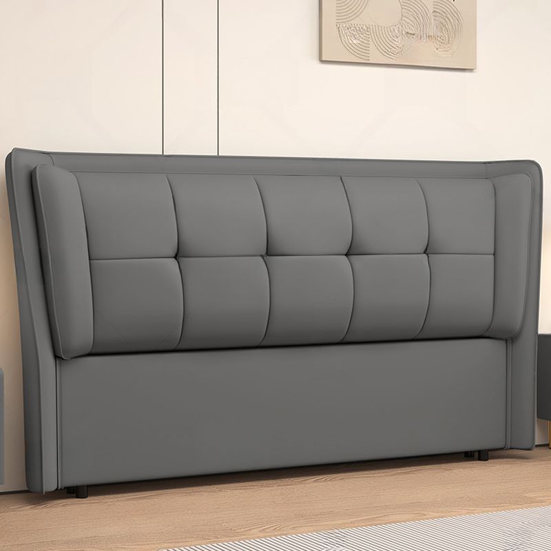 Trendy Wingback Headboard with No Distressing, Piled Tufted Rectangle for Queen/Full Bed, Sponge Upholstery Fill, Standard Height