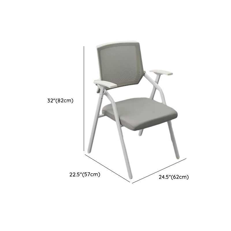 Contemporary Compact Ventilated Back Training Chair/Side Chair With Arms and Metal Frame for Tile Flooring