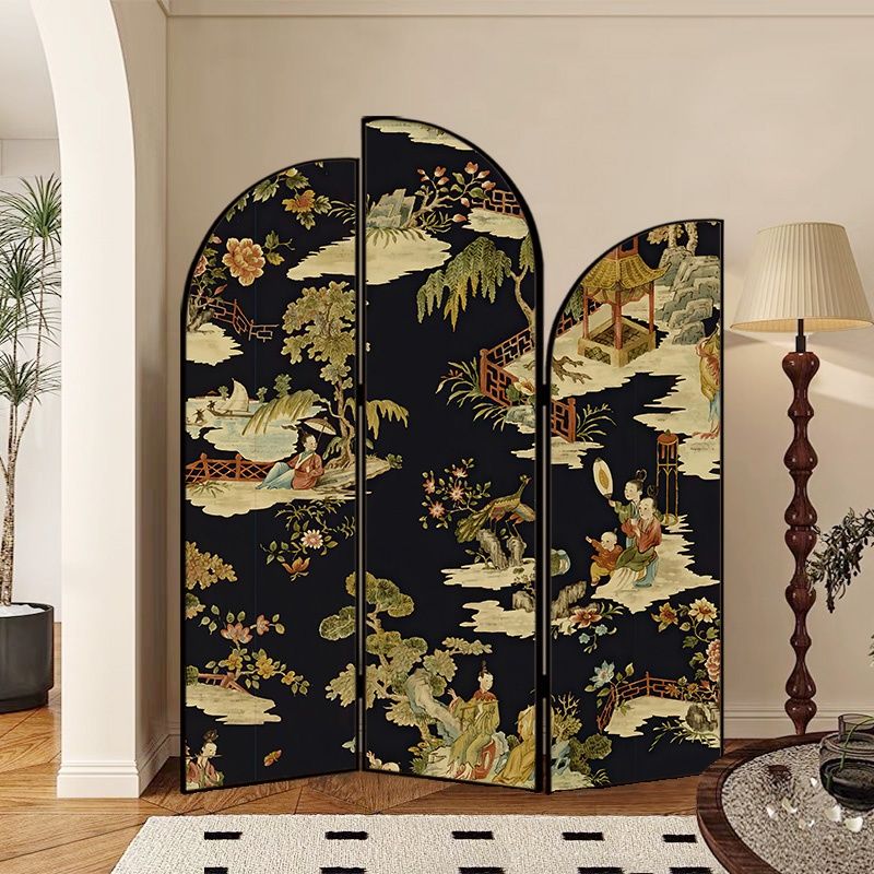 Screen Divider Minimalist Indoor Opaque Fold-up with 3 Panels, Flaxen Material, and Independent Design
