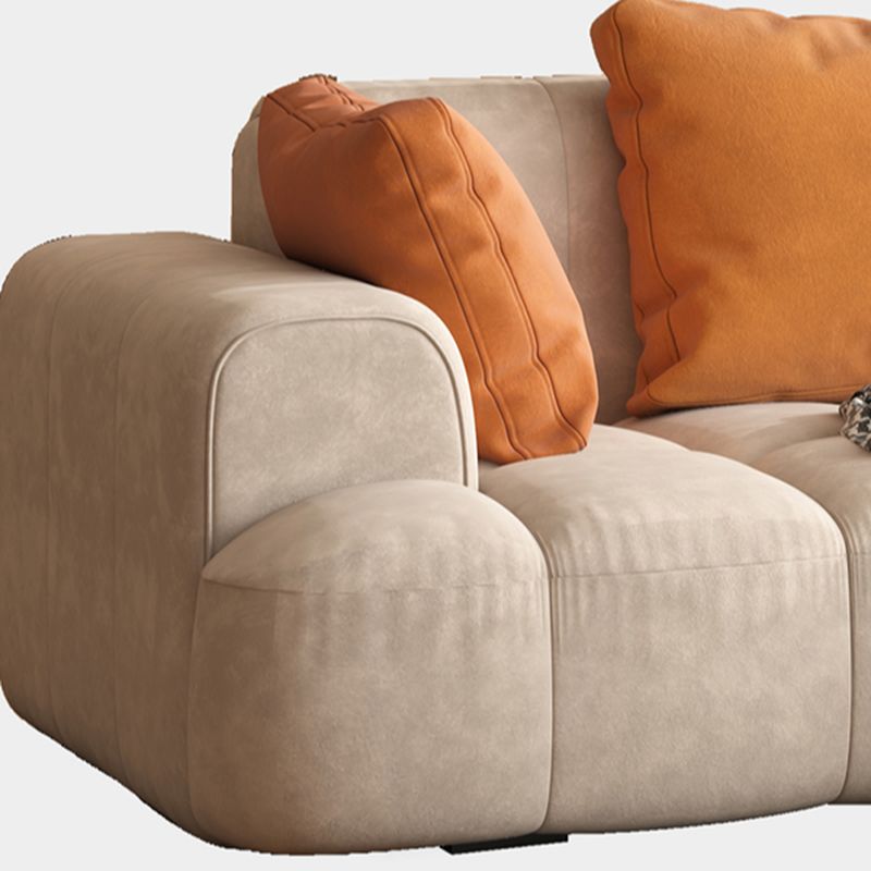 Flannel Sofa in Gray/Olive Green/Off-White with 4 Pillows