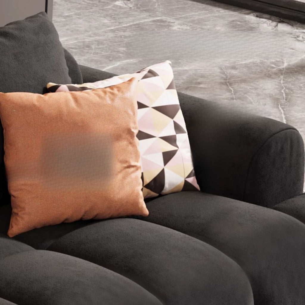 Modish Solid Color Scratch-durable Water Resistant Standard Sofa/Loveseat in Black, Seats 3/4-seater/5 Person with 3 Pillows
