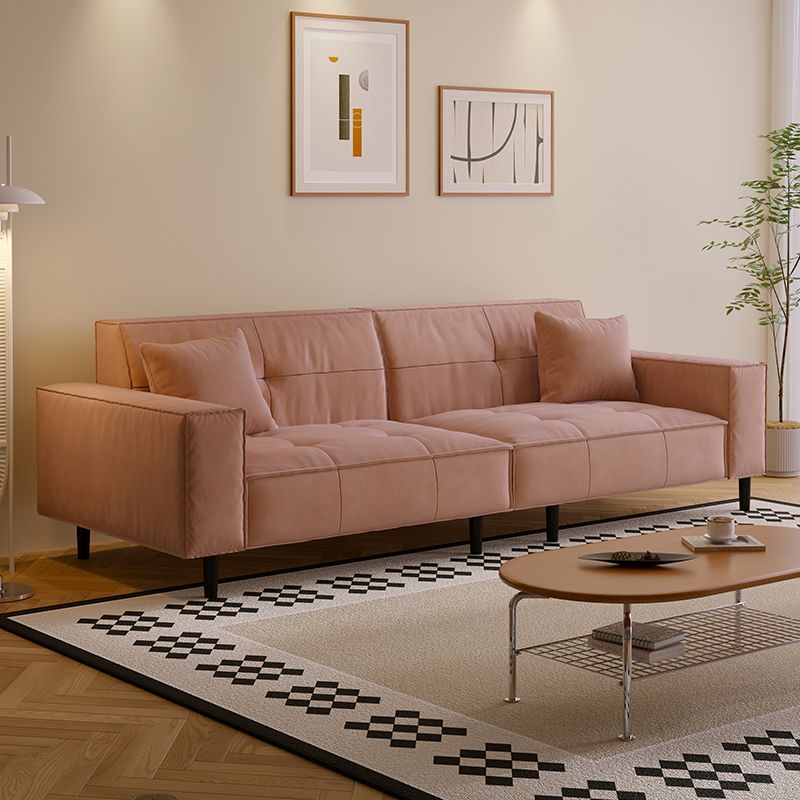 Drawing Room Standard Sofa with Flannel Upholstery in Gray/Rose/Cerulean and Armrest