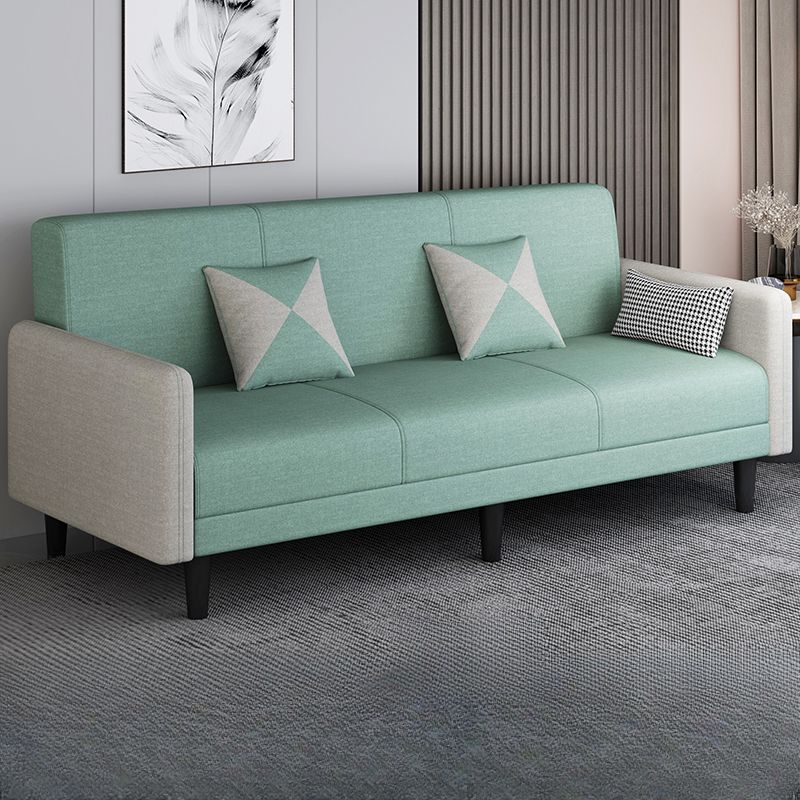 Trendy Solid Color Stain Resistant Standard Sofa in Grey/Cerulean/Beige with Arm, 4-seater/Seats 3 and 2 Pillows