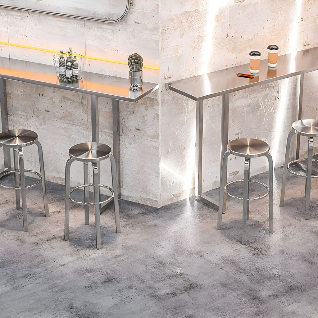 1/2/4 Pieces Silver Stainless Steel Contemporary Bar Pub Table Set