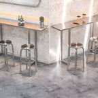 1/2/4 Pieces Silver Stainless Steel Contemporary Bar Pub Table Set