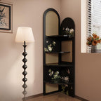 Modern Simple Style Nook Decorative Cabinet with 4 Exterior Shelves, Matte Black Laminate Top