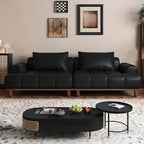 Contemporary Modern Solid Color Scratch-durable Standard Sofa in Pu Leather with Gray/White/Light Brown Upholstery, 2-seater with 2 Pillows
