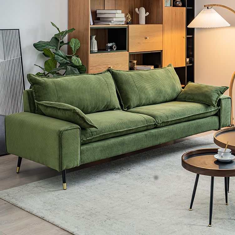 Modern Olive Green/Ink/Lemon Color Solid Color Leather/Corduroy Sofa Couch for Seats 4/Seats 3/Seats 2