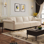 Drawing Room Standard Sofa in Light Gray/Navy Blue/Off-White with Armrest