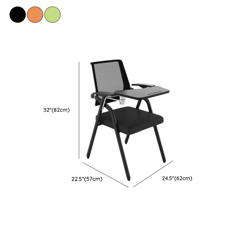 Contemporary Compact Ventilated Back Training Chair/Side Chair With Arms and Metal Frame for Tile Flooring