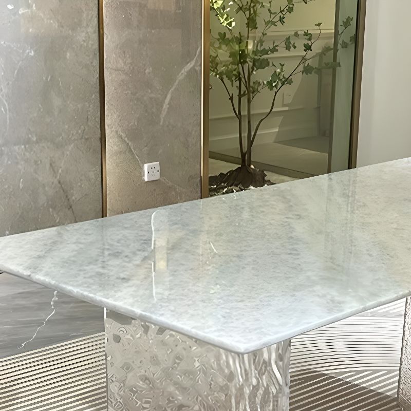 Modish Rectangular Dining Table with Fixed Table Mechanism in White Color