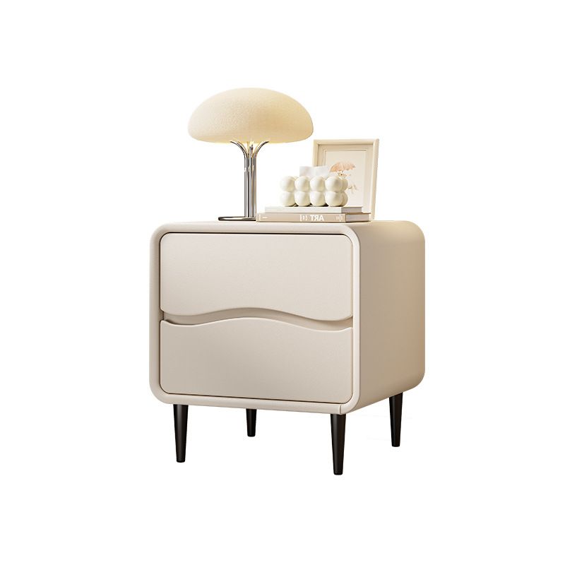 Modish 2 Tiers Nightstand With Drawer Organization and Pleather Countertop