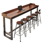 Simplistic Pub Table with Natural Wood Trestle Base in White/Auburn/Natural Finish, Rectangular with Foot Pedestal
