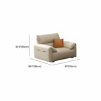 Tear Resistant Standard Sofa/Single Sofa in Full Grain Leather Off-White with 4 Pillows/1 Pillow