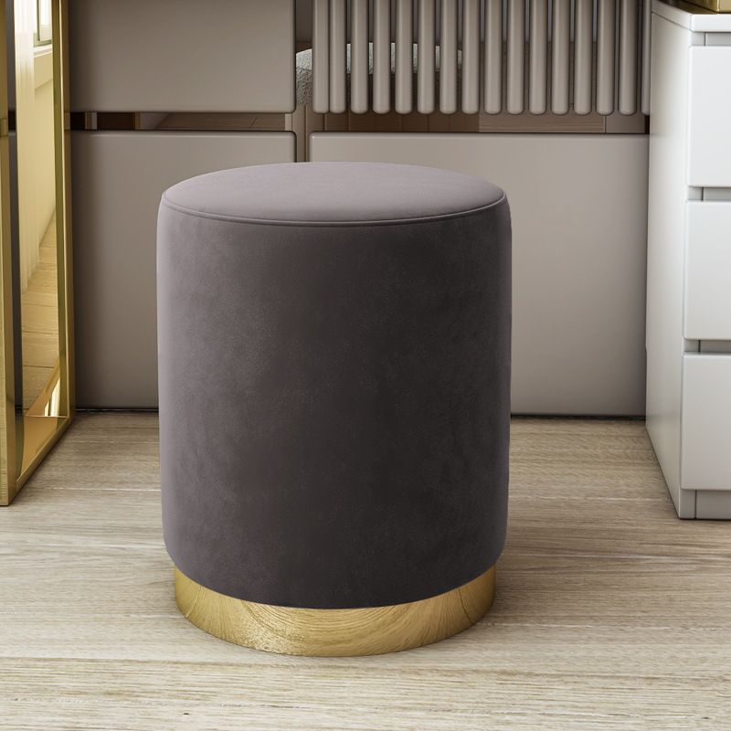 Art Deco Circular Solid Color Standard Ottoman in Dove Grey/Chalk/Peony