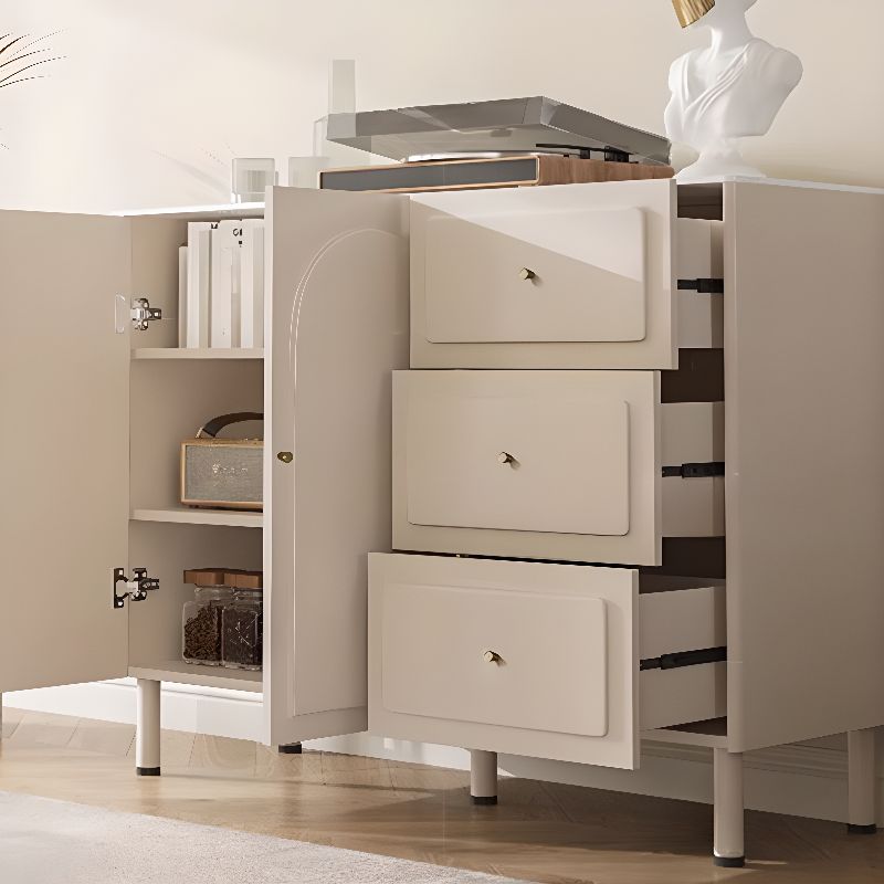 Chalk Casual Raw Wood Combo Dresser with 3 Drawers and Hutch, 3 Interior Shelves, Horizontal