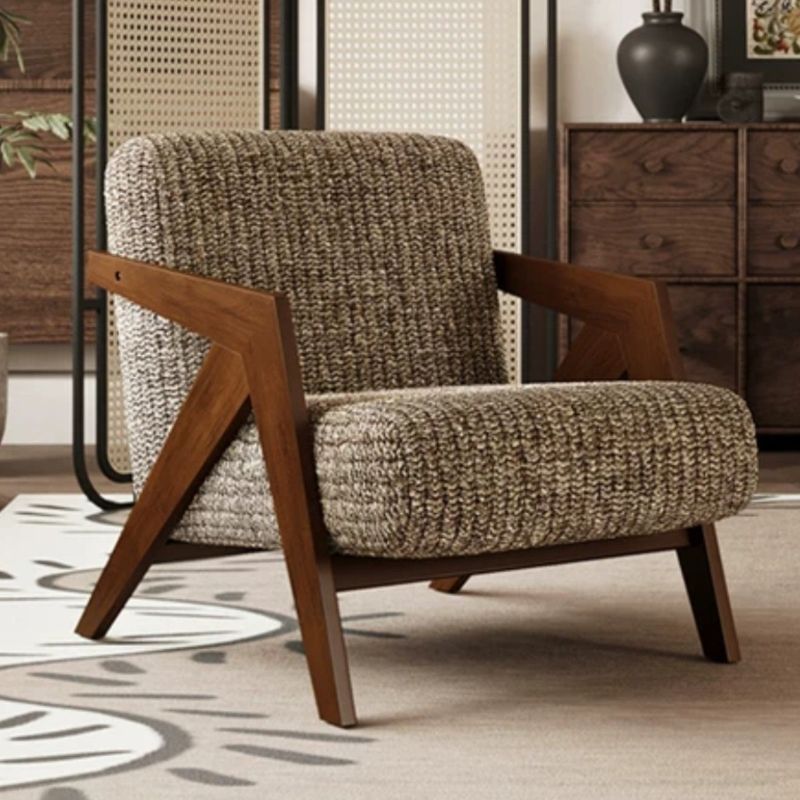 Art Deco Arm Chair with Solid Color/Striped/Toile Pattern, Fixed Back, Arms, and Removable Cushions