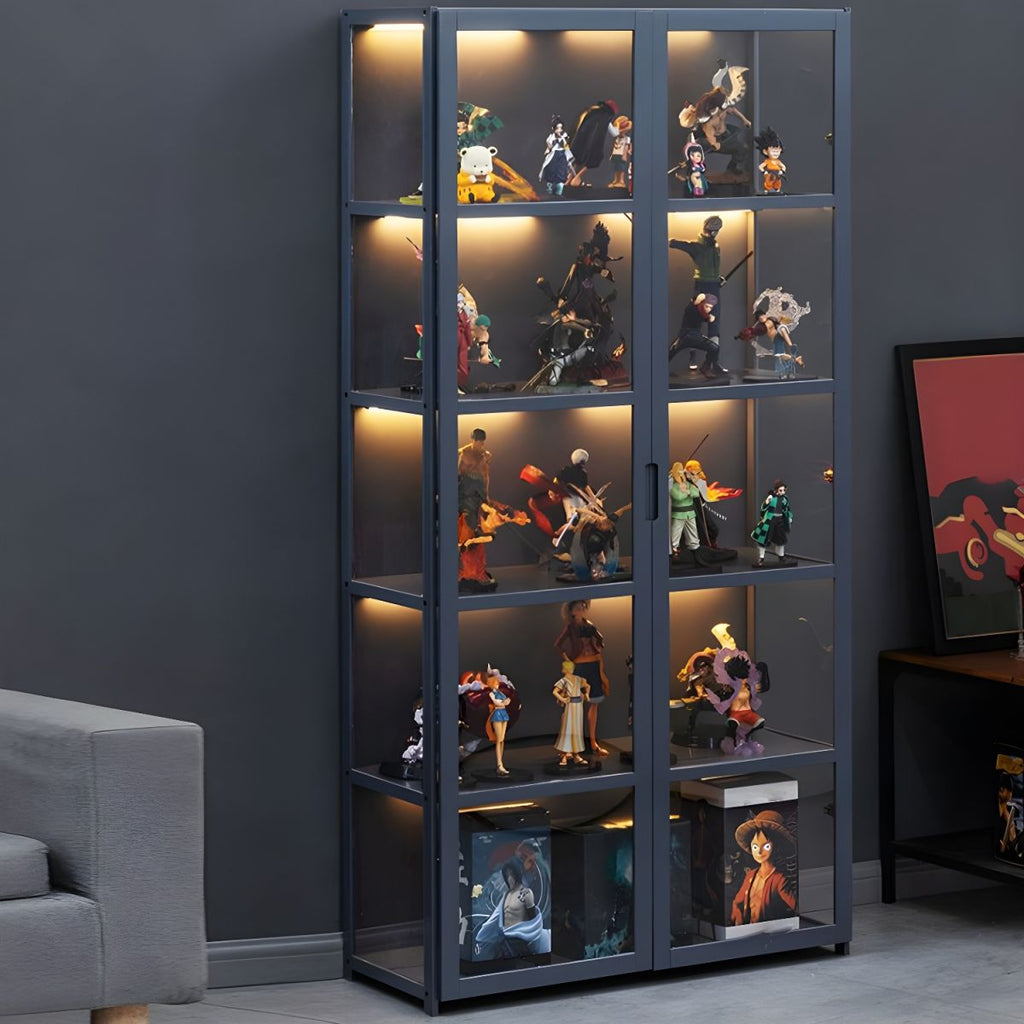 Bamboo Display Storage Cabinet Modern Multi-shelf Acrylic Door for Living Room