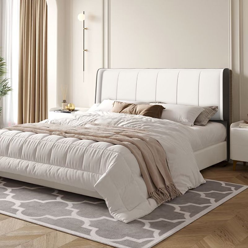 Trendy No Distressing Panel Headboard in Natural Wood, Rectangle Shape for Full/Queen Bed, Sponge Upholstery Fill, Standard Height