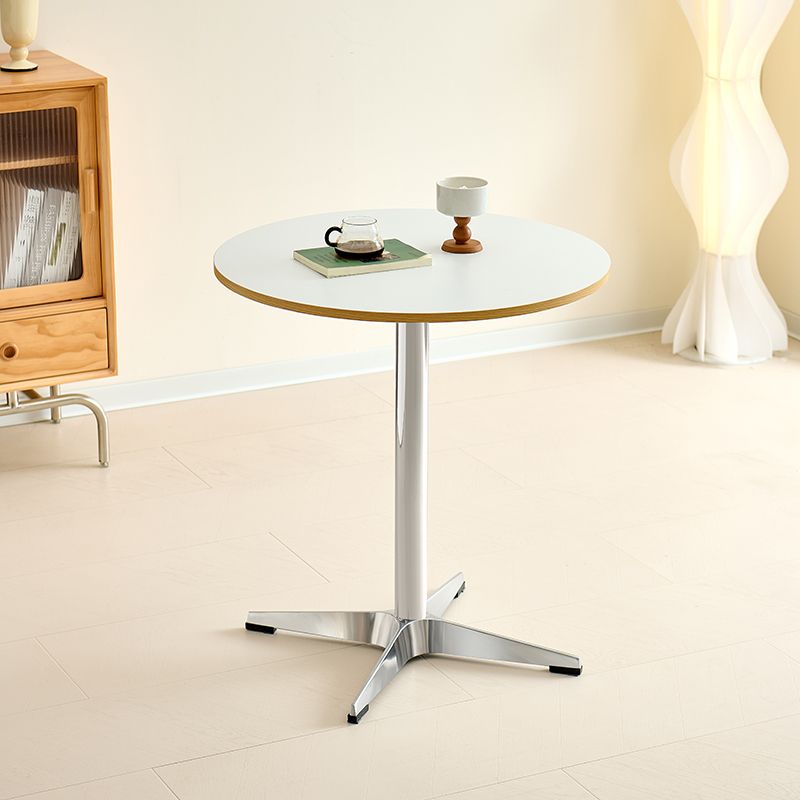 Silver Pedestal Panel Wood Dining Table, Rainproof and Perfect for 2-seater