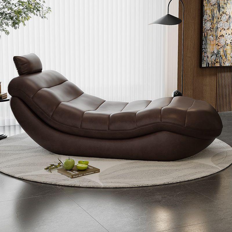 Contemporary Solid Color Reclining Chaise Lounge Indoor with Natural Wood and Ergonomic Padded Design