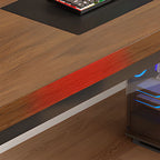 Black/Chalk Rectangular Metal Table with Cable Management and Rust Resistant Twin Support Base Featuring Rounded Corners