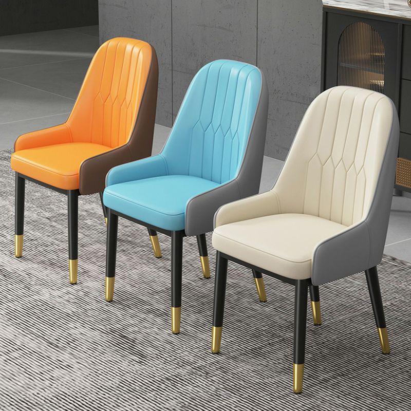 Low Back Upholstered Dining Chair with Metal Legs for Dining Room