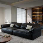 Modish Solid Color Stain Resistant Black Standard Sofa/Loveseat with Arm, 4/5/3-Seater and 2 Pillows